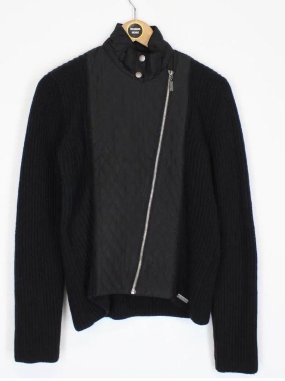 Barbour Black Quilted-Front Utility Jacket